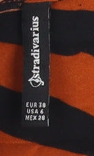Stradivarius Women's Orange Zebra Print Midi Skirt Size 10