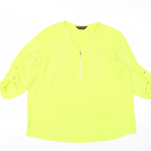 Dorothy Perkins Women's Green V-Neck Blouse, Size 16