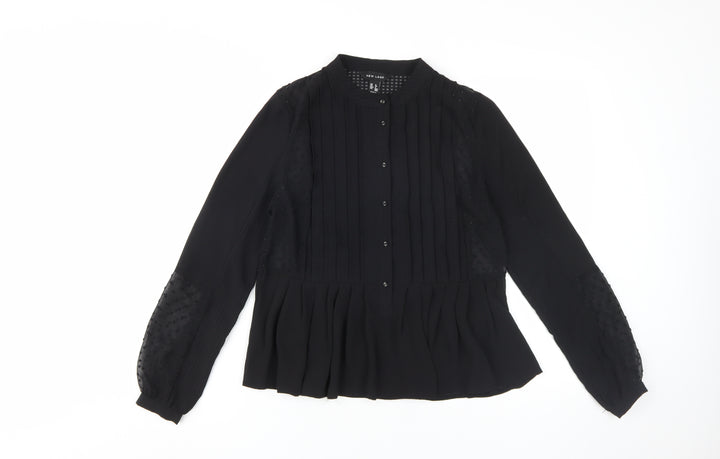 New Look Women's Black Blouse, Size 8, Long Sleeve