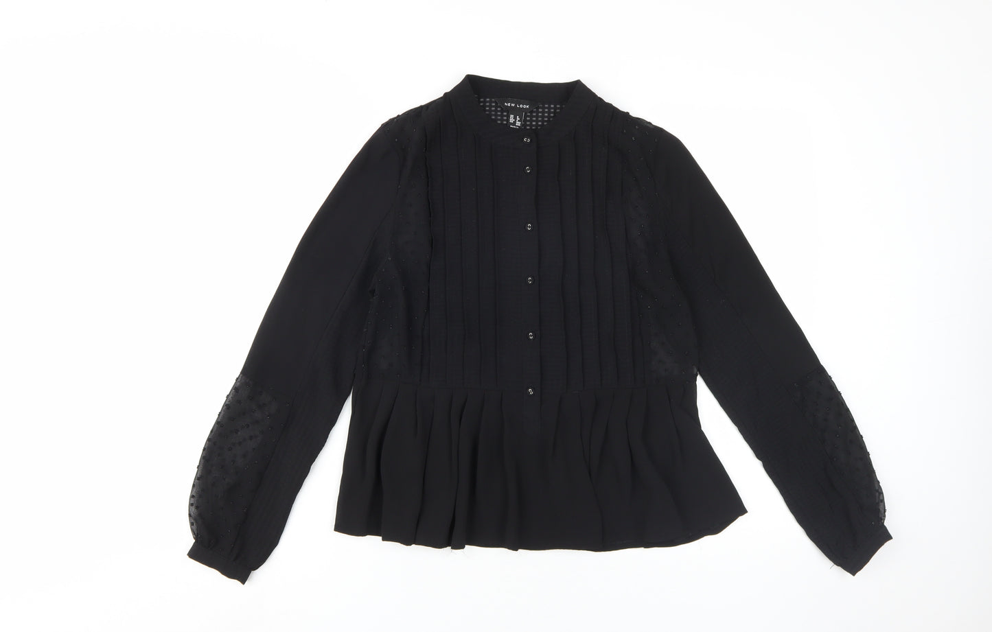 New Look Women's Black Blouse, Size 8, Long Sleeve