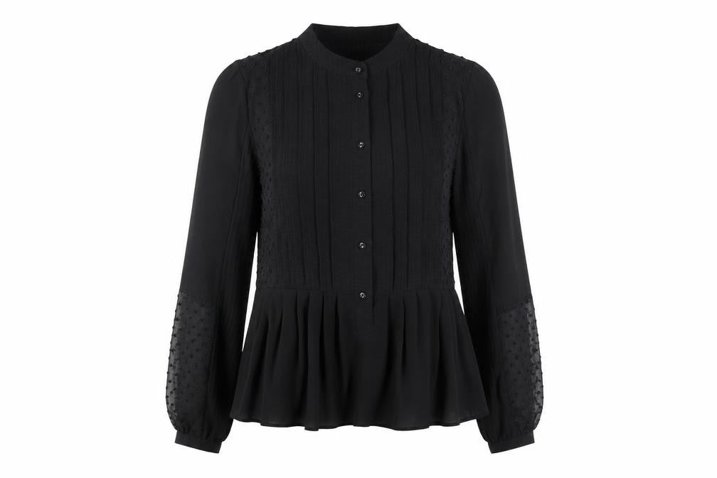 Front view of New Look Women's Black Blouse, size 8, Long Sleeve