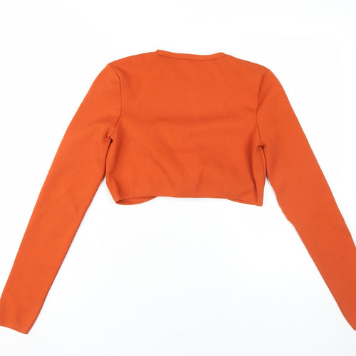 Zara Women's Orange Cropped Blouse, Size 10, Slim Fit