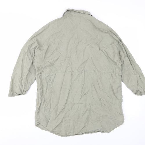 Zara Women's Green Button-Up Shirt XS Relaxed Fit