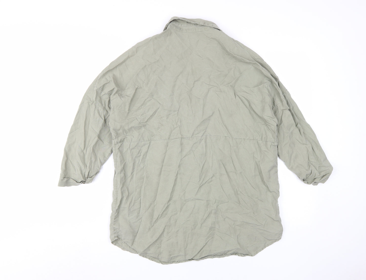 Zara Women's Green Button-Up Shirt XS Relaxed Fit