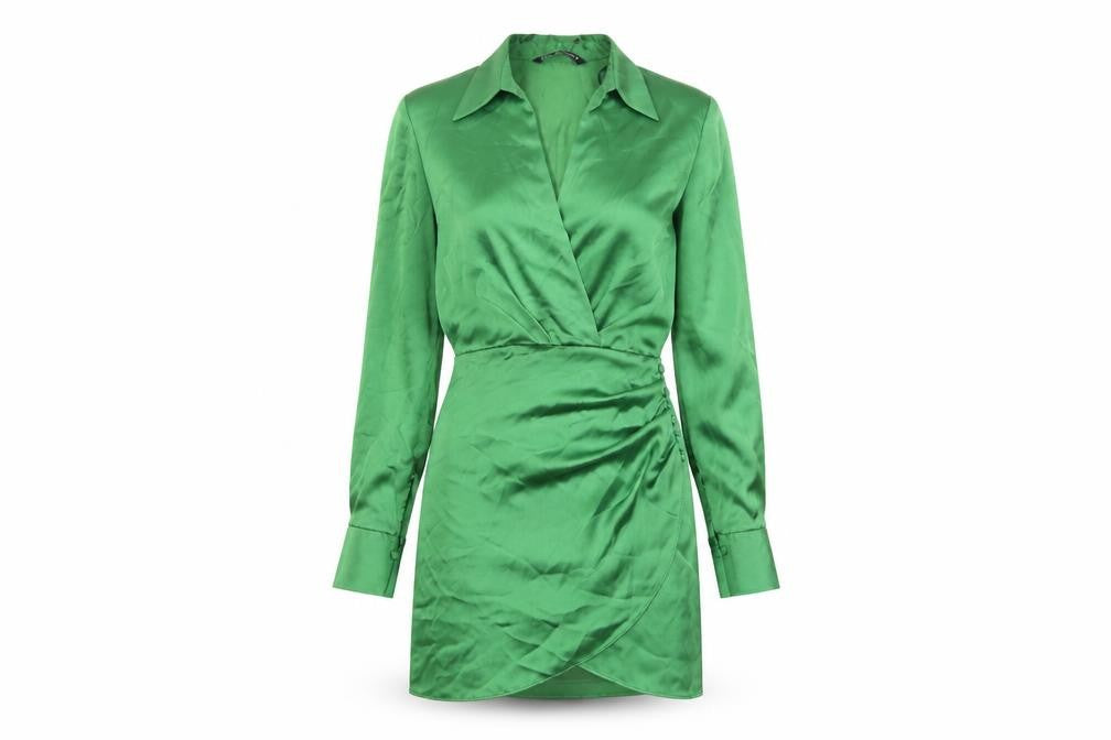 Zara Women's Green XS Wrap Dress - Party Chic