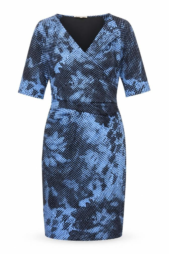 Front view of Marks & Spencer Women's Blue Polka Dot Bodycon Dress