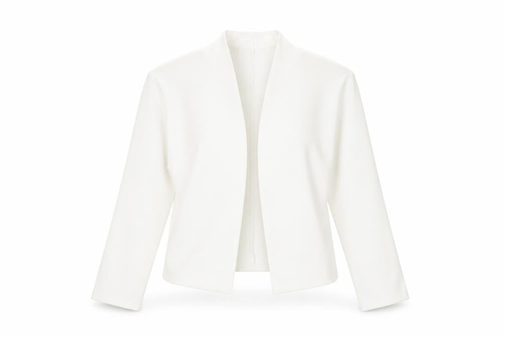 Front view of Quiz Women's White Cropped Jacket, size 8