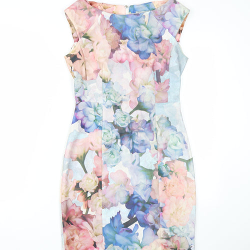 H&M Women's Multicoloured Floral Sheath Dress, Size 8