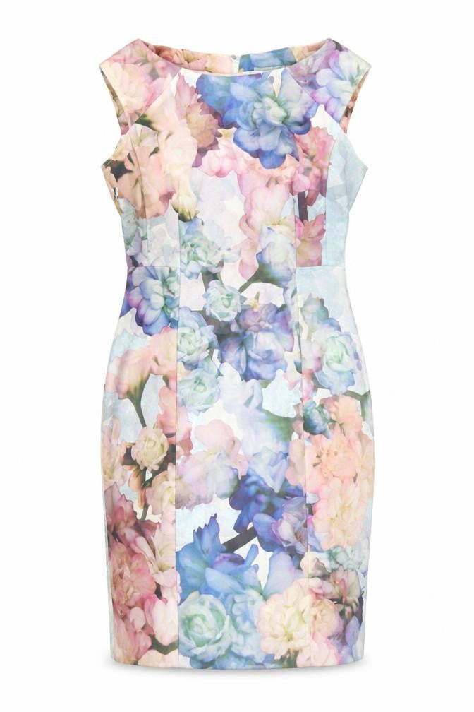 Front view of H&M Women's Multicoloured Floral Sheath Dress, size 8