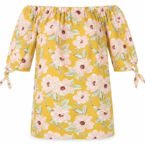New Look Women's Yellow Floral Off-Shoulder Shift Dress