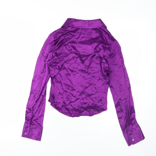Zara Women's Purple Blouse Size 6 Collared Long Sleeve