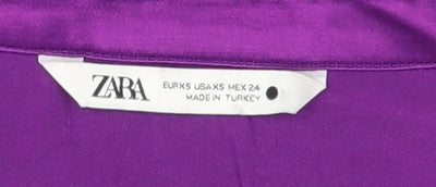 Zara Women's Purple Blouse Size 6 Collared Long Sleeve