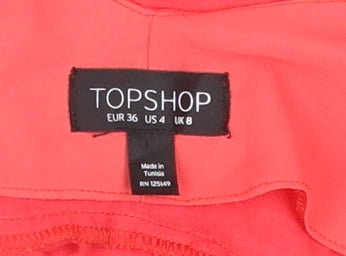 Topshop Women's Red Cropped Cold Shoulder Blouse Size 8