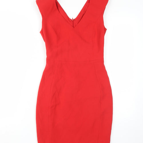 Mango Women's Red Sheath Dress XS V-Neck