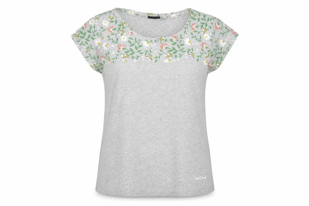 Front view of Peter Storm Women's Grey Floral Tee, size 14