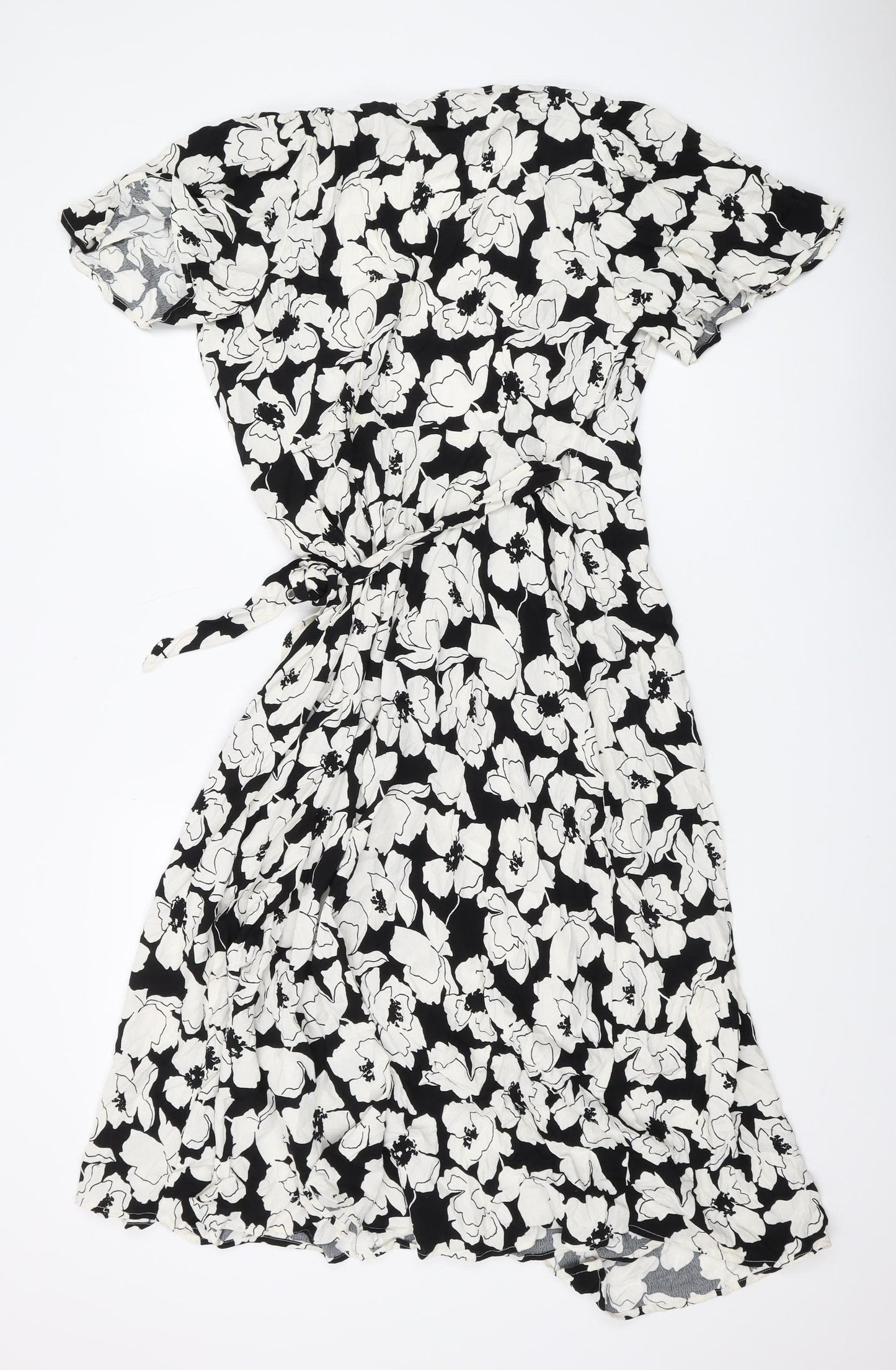 Marks and Spencer Women's Black Floral Wrap Dress Size 8