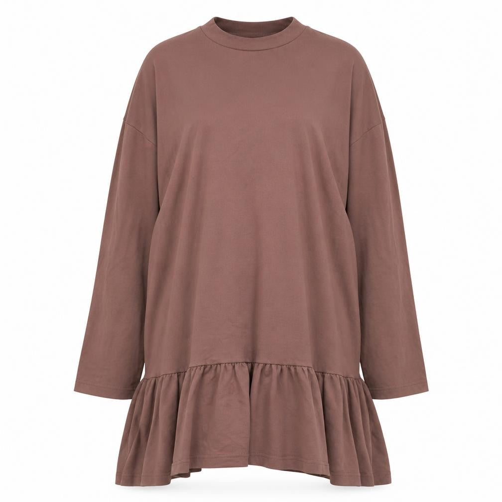 Front view of Weekday Women's Brown Tunic T-Shirt - Small, Casual