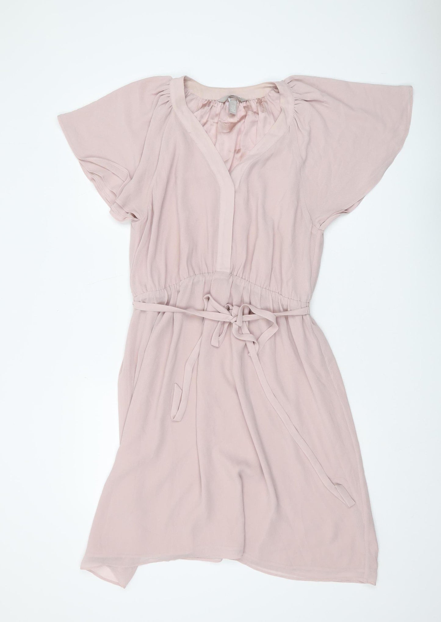 H&M Women's Pink Short Sleeve V-Neck Shift Dress