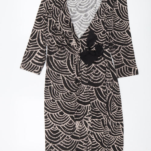 Fenn Wright Manson Women's Black Geometric Wrap Dress - Size 12