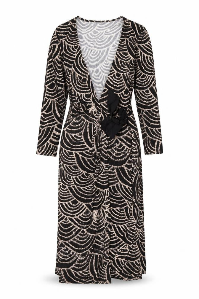 Front view of Fenn Wright Manson Women's Black Geometric Wrap Dress -, size 12