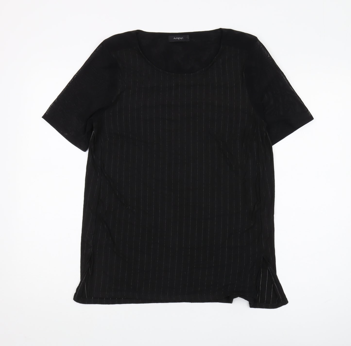 Marks and Spencer Women’s Black Striped T-Shirt UK 12