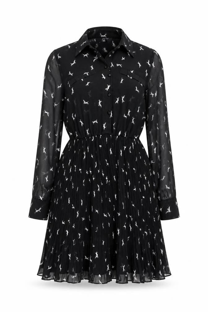 Influence Women's Black Animal Print Shirt Dress