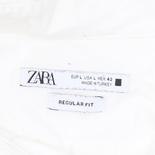 Zara Men's White Regular Fit Shirt Long Sleeve L