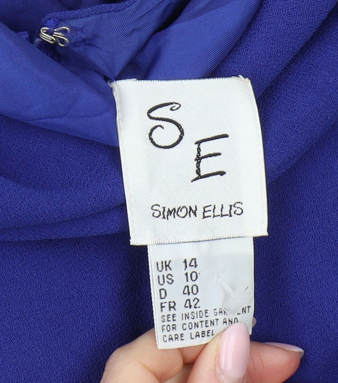 Simon Ellis Women's Blue Midi Bodycon Dress Size 14