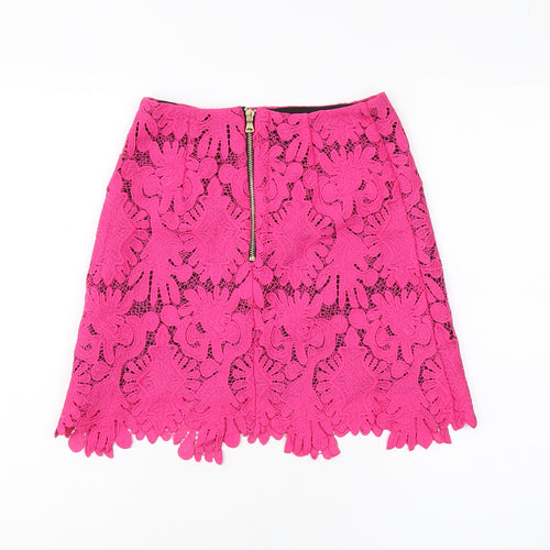 River Island Women's Pink Lace Mini Skirt Size 6