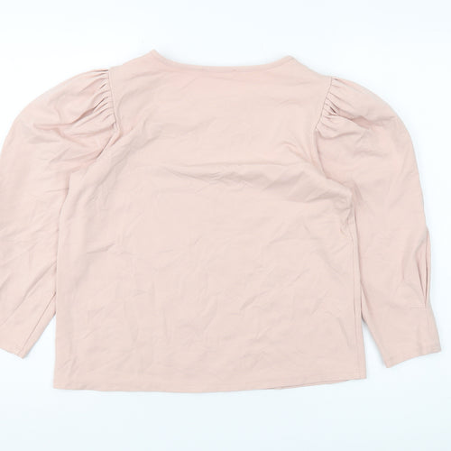 MNG Women's Pink Blouse, M, Long Sleeve, Regular