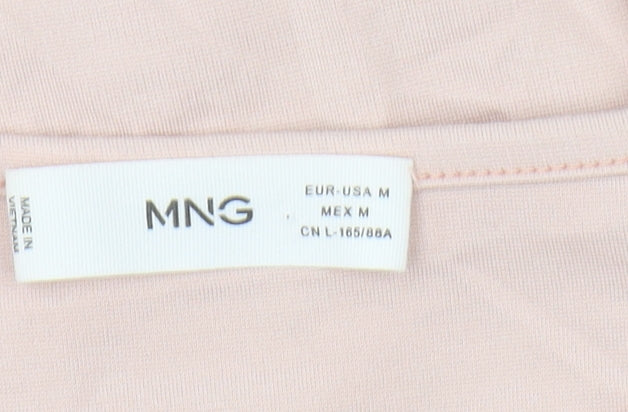 MNG Women's Pink Blouse, M, Long Sleeve, Regular