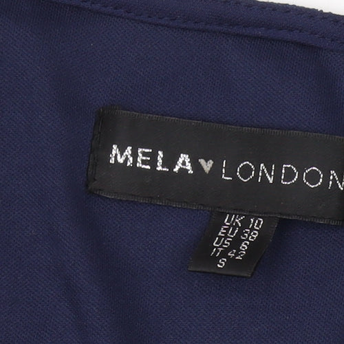 Mela London Women's Blue Fit & Flare Dress, Size 10