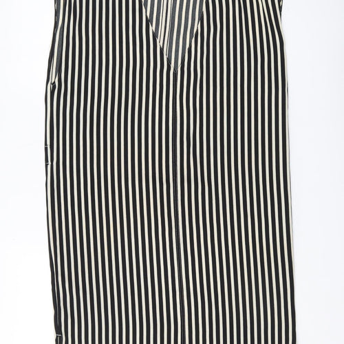 H&M Women's Black Striped Sleeveless Shift Dress Size 6
