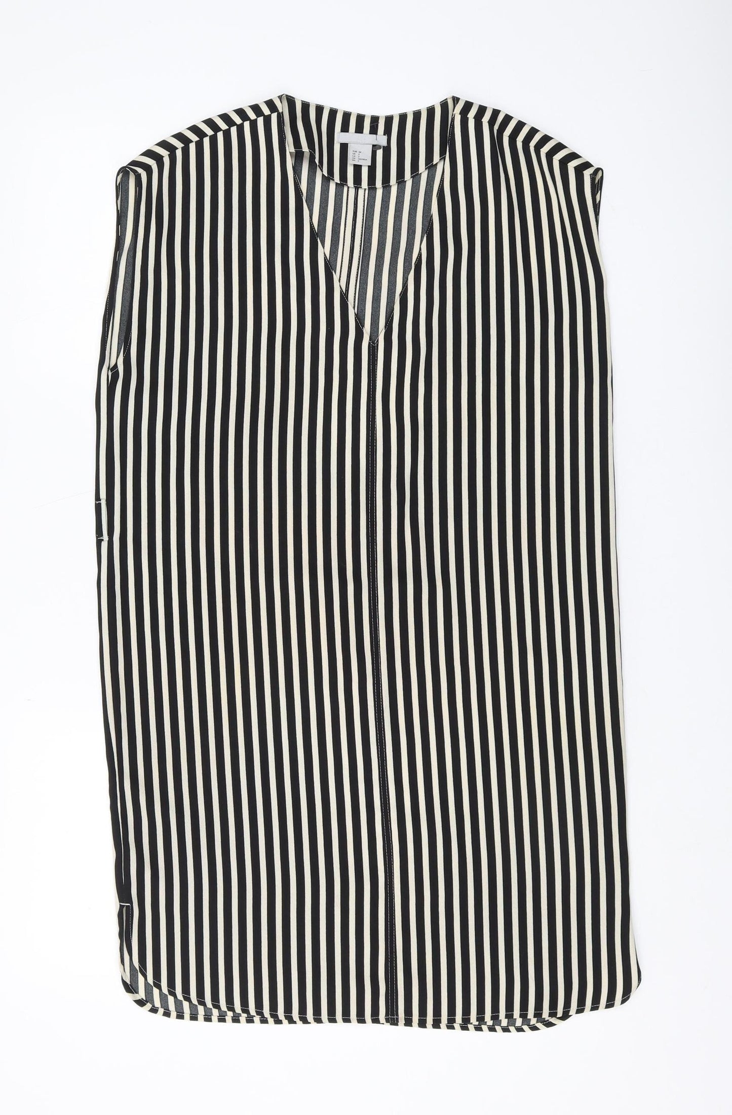 H&M Women's Black Striped Sleeveless Shift Dress Size 6