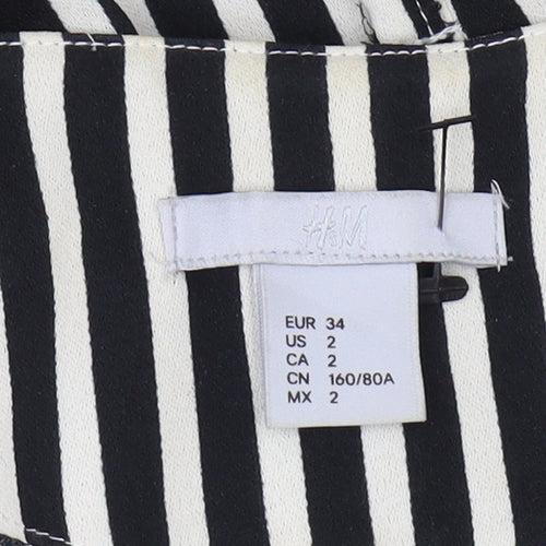 H&M Women's Black Striped Sleeveless Shift Dress Size 6
