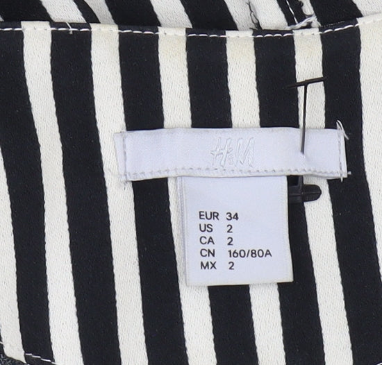 H&M Women's Black Striped Sleeveless Shift Dress Size 6