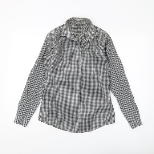 Disley Women's Black Check Button-Up Shirt, Size 8