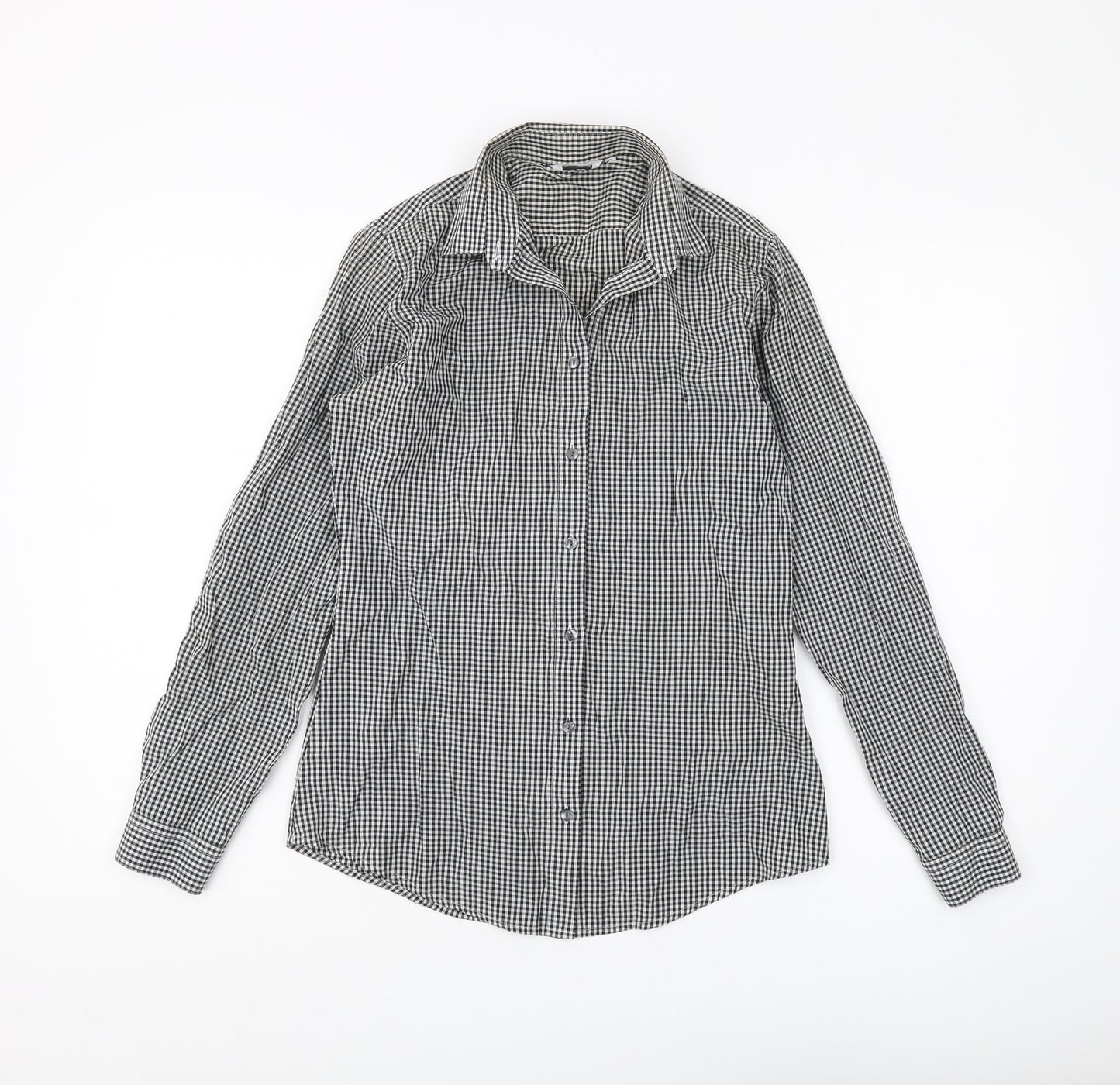 Disley Women's Black Check Button-Up Shirt, Size 8