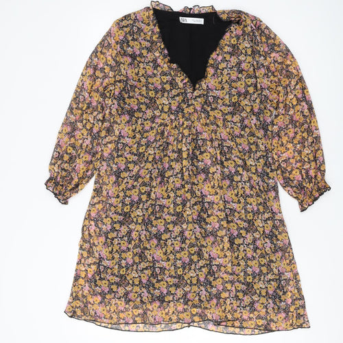 Zara Women's Multicoloured Floral Shift Dress M