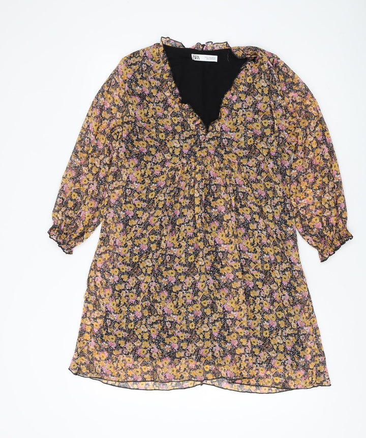 Zara Women's Multicoloured Floral Shift Dress M
