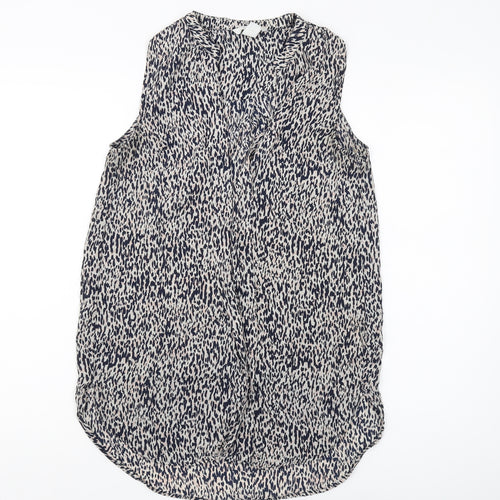 H&M Women's Beige Patterned Sleeveless Blouse