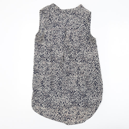 H&M Women's Beige Patterned Sleeveless Blouse