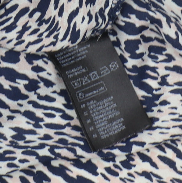 H&M Women's Beige Patterned Sleeveless Blouse