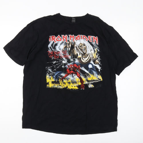 Gildan Men's Black Iron Maiden Band T-Shirt L