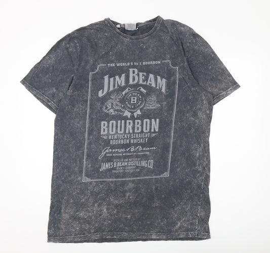 Jim Beam Men's Black Graphic T-Shirt Size L Regular Fit