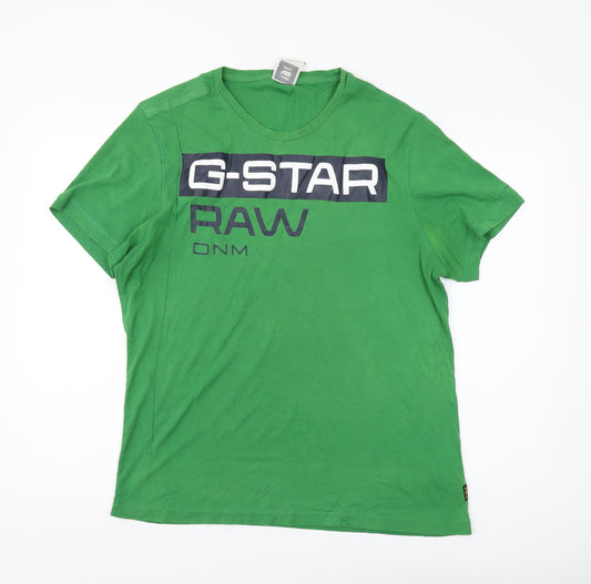 G-Star RAW Men's Green 2XL Logo T-Shirt