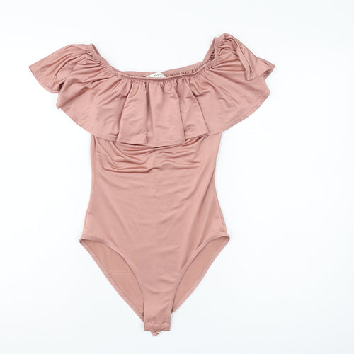 Miss Selfridge Women's Pink Off-Shoulder Bodysuit UK 8