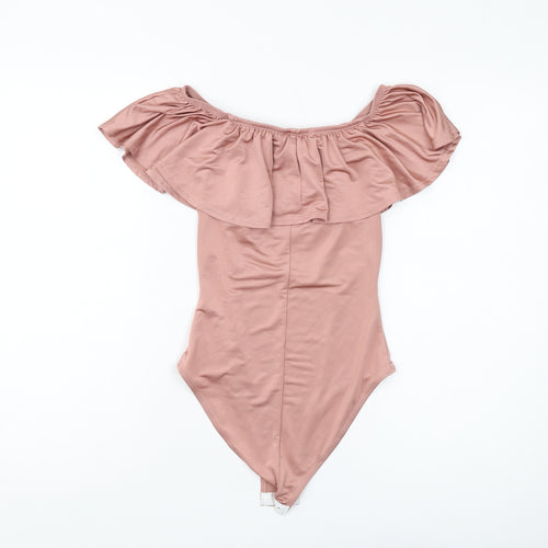 Miss Selfridge Women's Pink Off-Shoulder Bodysuit UK 8