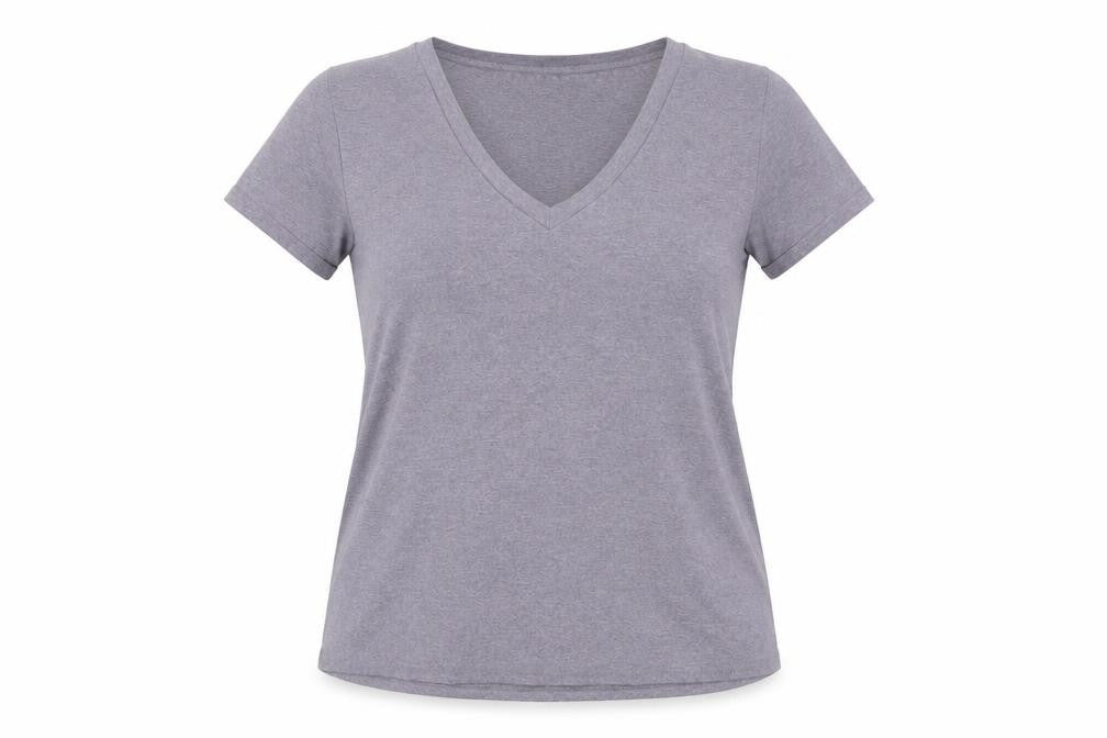 Front view of Mountain Warehouse Women's Grey V-Neck T-Shirt