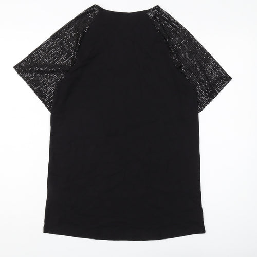 Lipsy Women's Black Sequin T-Shirt UK 6
